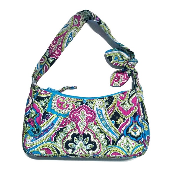 ⭐️Vera Bradley Daphne silk handbag nwt purple blue paisley knotted handle - Picture 2 of 12